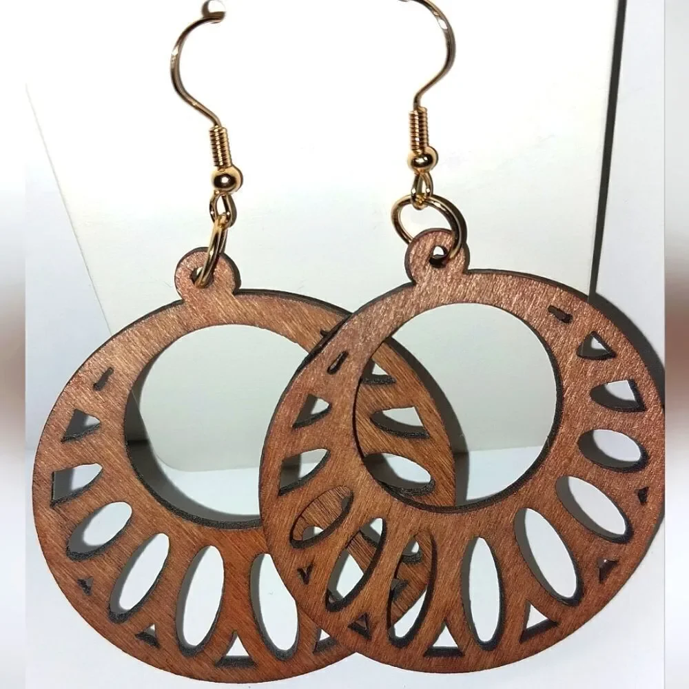 Gorgeous hollow wooden earrings